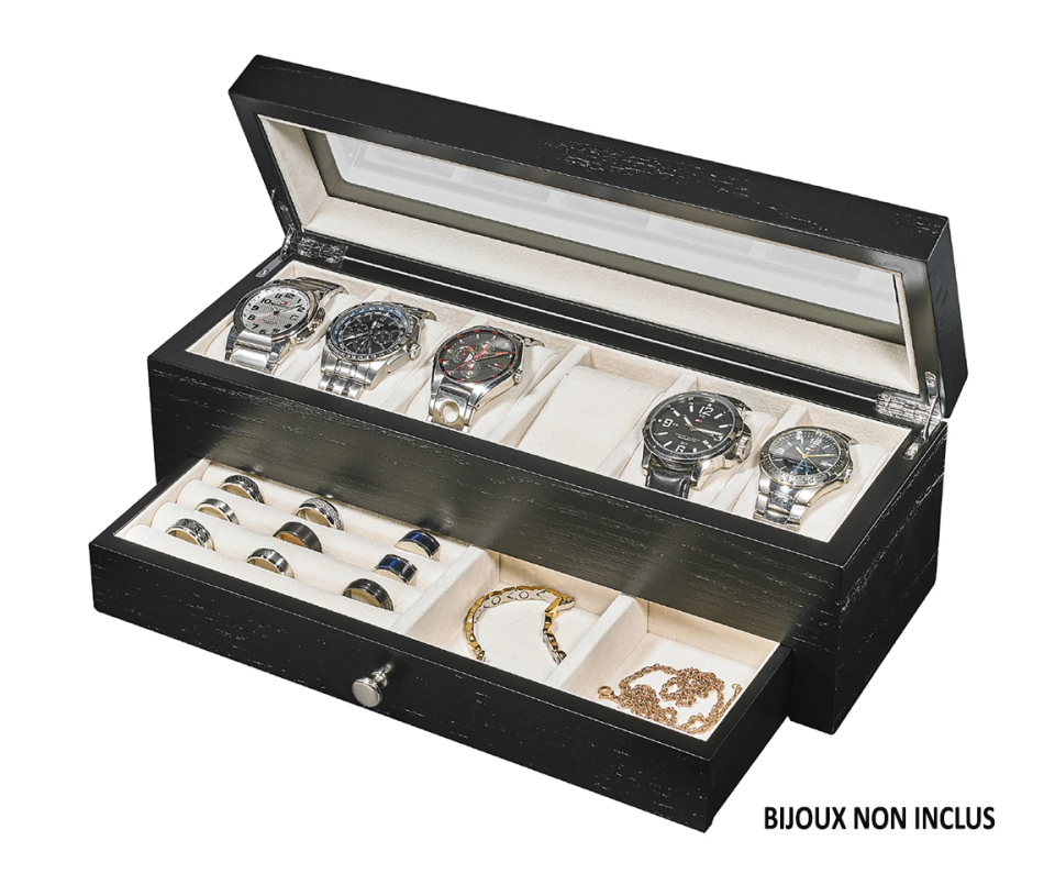COFFRE À MONTRE AVEC TIROIR POUR BIJOUX EN CHÊNE - JM WJ006 - ALPINE COFFRE À MONTRE AVEC TIROIR POUR BIJOUX EN CHÊNE - JM WJ006 - ALPINE
