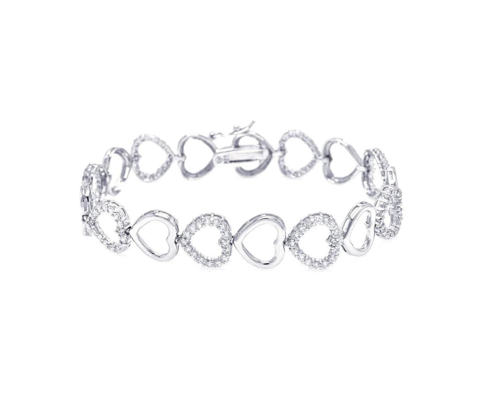 BRACELET COEURS AJOURÉS EN ARGENT RHODIÉ SERTI DE CUBIQUES ZIRCONIAS - SP STB00378 - BIJOUX D'IMPORTATION BRACELET COEURS AJOURÉS EN ARGENT RHODIÉ SERTI DE CUBIQUES ZIRCONIAS - SP STB00378 - BIJOUX D'IMPORTATION