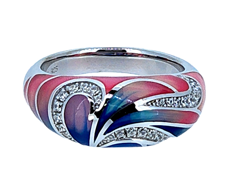 BAGUE EN ARGENT RHODIÉ/RÉSINE SERTIE DE CUBIQUES ZIRCONIAS - SJ RES01/7 - BIJOUTERIE SUISSE INC. BAGUE EN ARGENT RHODIÉ/RÉSINE SERTIE DE CUBIQUES ZIRCONIAS - SJ RES01/7 - BIJOUTERIE SUISSE INC.