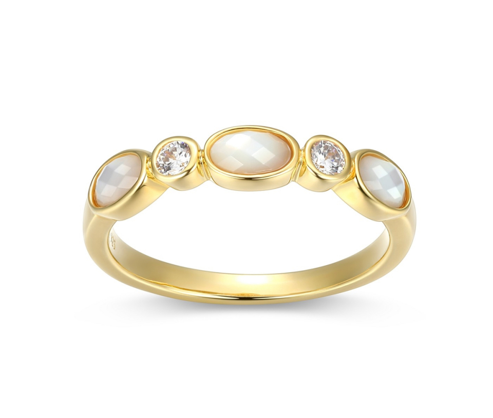 BAGUE EN ARGENT/PVD OR SERTIE DE NACRE DE PERLE BLANCHE ET DE CUBIQUES ZIRCONIAS - PJ 34AR5H96AC - REIGN BAGUE EN ARGENT/PVD OR SERTIE DE NACRE DE PERLE BLANCHE ET DE CUBIQUES ZIRCONIAS - PJ 34AR5H96AC - REIGN