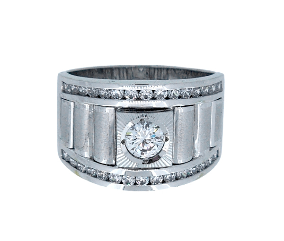 BAGUE POUR HOMME EN OR BLANC SERTIE DE CUBIQUES ZIRCONIAS - SJ LBH02 - BIJOUTERIE SUISSE BAGUE POUR HOMME EN OR BLANC SERTIE DE CUBIQUES ZIRCONIAS - SJ LBH02 - BIJOUTERIE SUISSE
