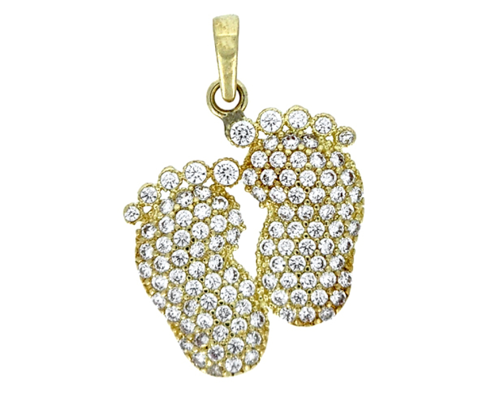 PENDENTIF PETITS PIEDS EN OR SERTI DE CUBIQUES ZIRCONIAS - MB PEN45 - BIJOUX D'IMPORTATION PENDENTIF PETITS PIEDS EN OR SERTI DE CUBIQUES ZIRCONIAS - MB PEN45 - BIJOUX D'IMPORTATION