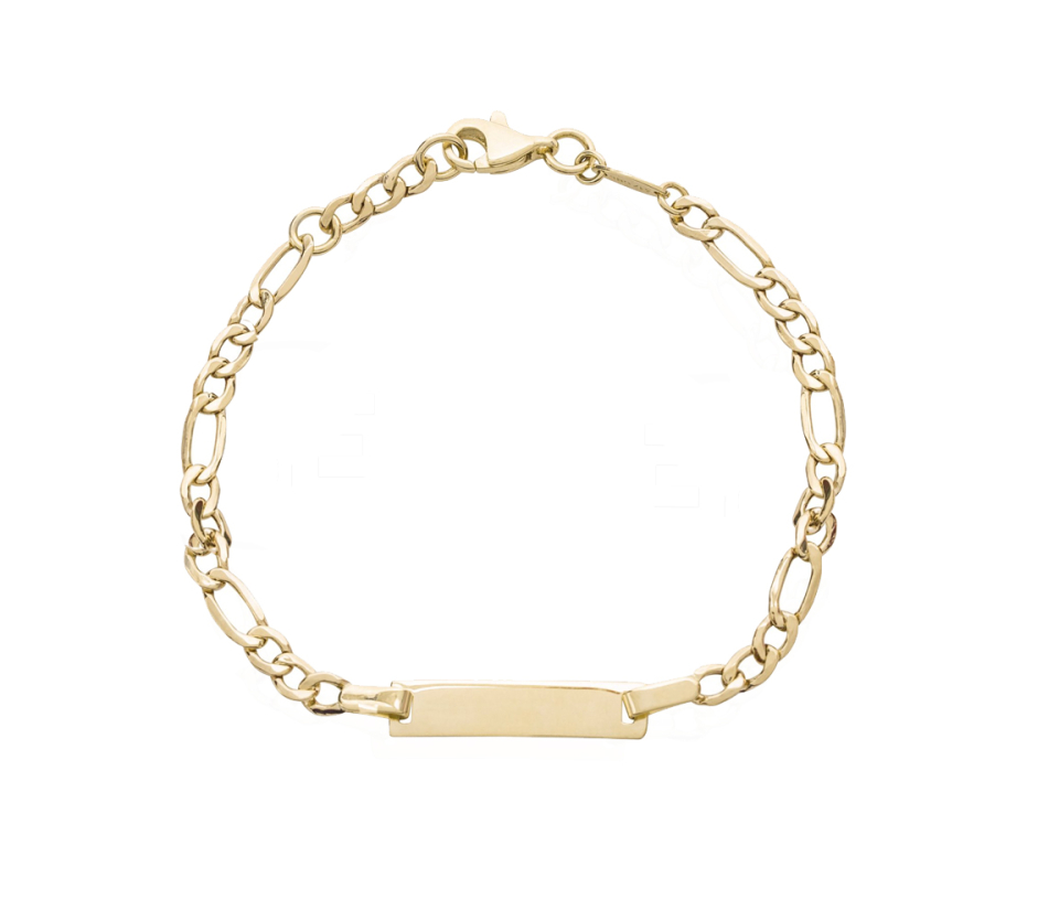 BRACELET D'IDENTITÉ EN OR JAUNE À MAILLE FIGARO - CB BY120019 - CBE BRACELET D'IDENTITÉ EN OR JAUNE À MAILLE FIGARO - CB BY120019 - CBE
