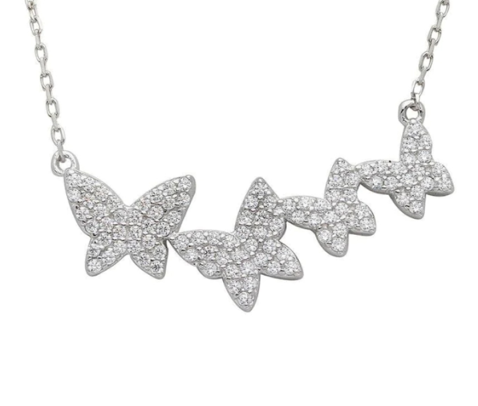 COLLIER FAMILLE DE PAPILLONS EN ARGENT RHODIÉ SERTI DE CUBIQUES ZIRCONIAS - SP STP01535 - BIJOUX D'IMPORTATION COLLIER FAMILLE DE PAPILLONS EN ARGENT RHODIÉ SERTI DE CUBIQUES ZIRCONIAS - SP STP01535 - BIJOUX D'IMPORTATION