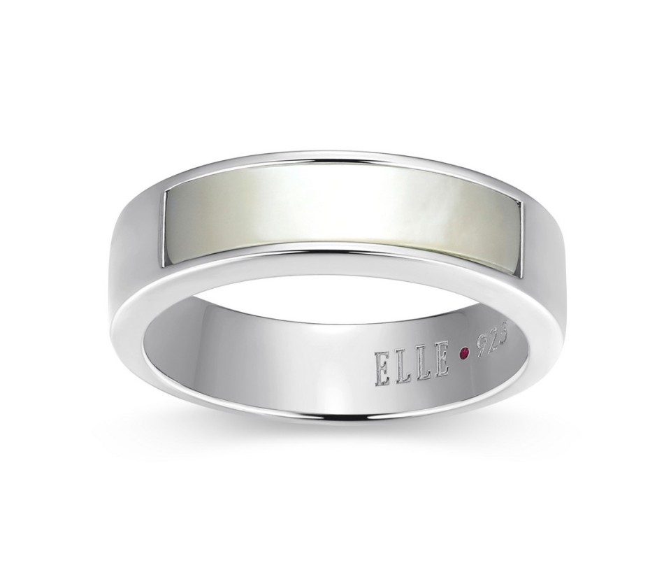 JONC ELLE EN ARGENT RHODIÉ ET NACRE JONC ELLE EN ARGENT RHODIÉ ET NACRE