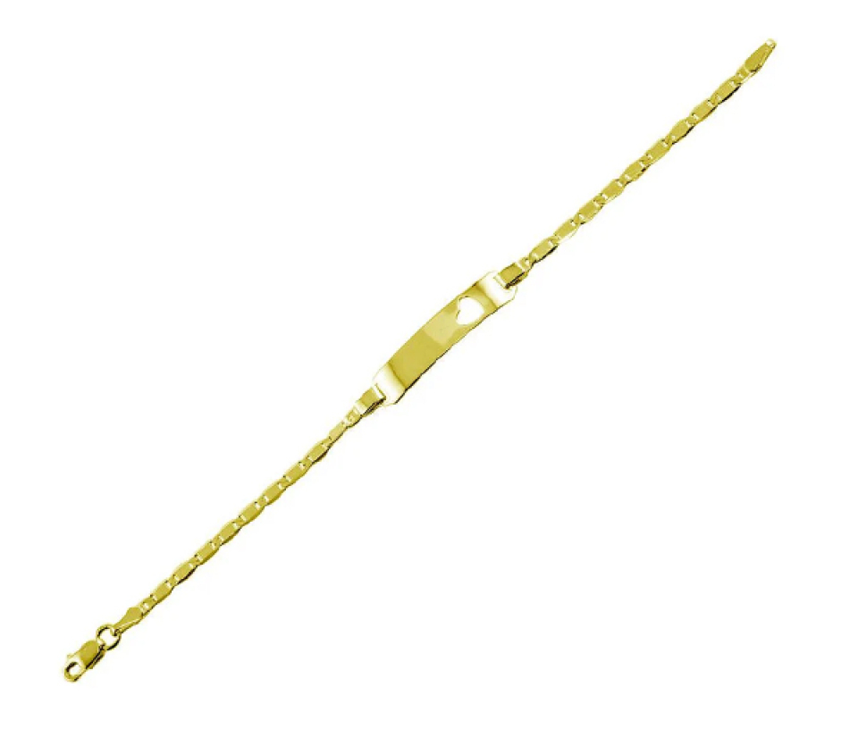 BRACELET D'IDENTITÉ AVEC COEUR AJOURÉ POUR ENFANT EN ARGENT/PVD OR - SP DIB00050GP - BIJOUX D'IMPORTATION BRACELET D'IDENTITÉ AVEC COEUR AJOURÉ POUR ENFANT EN ARGENT/PVD OR - SP DIB00050GP - BIJOUX D'IMPORTATION