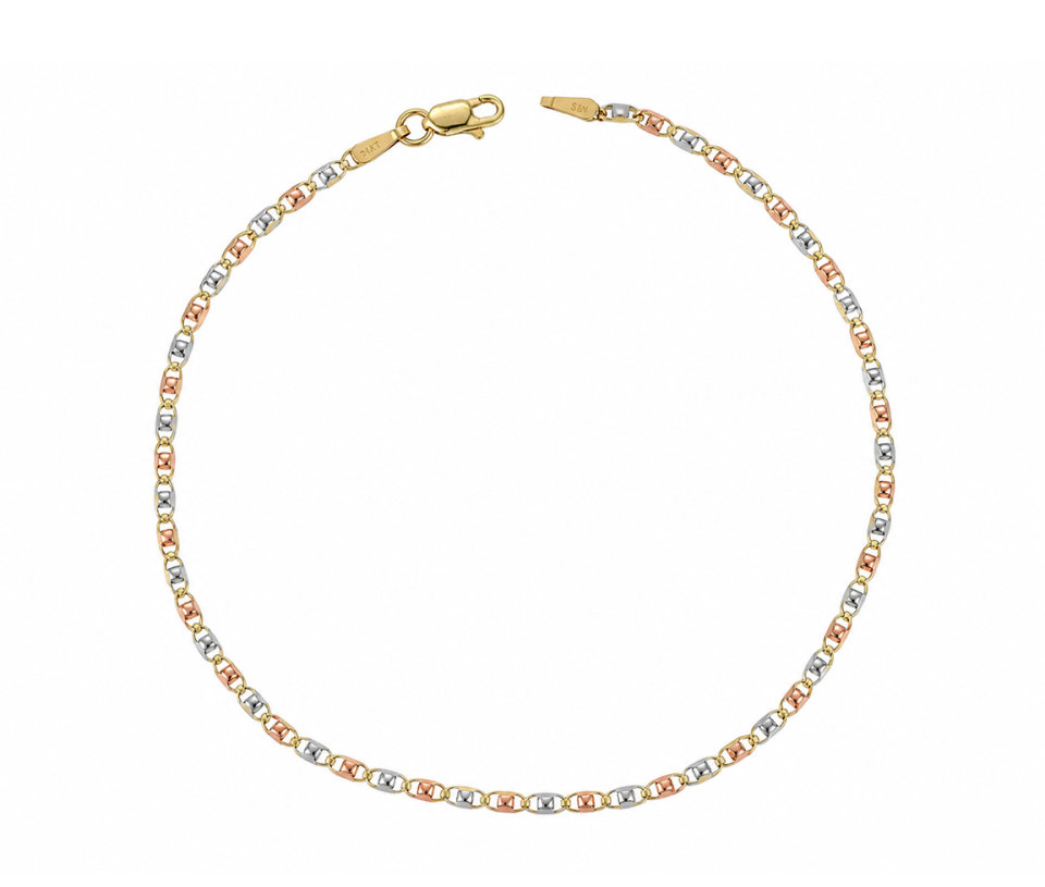BRACELET À MAILLE MARINE TAILLÉE DIAMANT 3 TONS BRACELET À MAILLE MARINE TAILLÉE DIAMANT 3 TONS