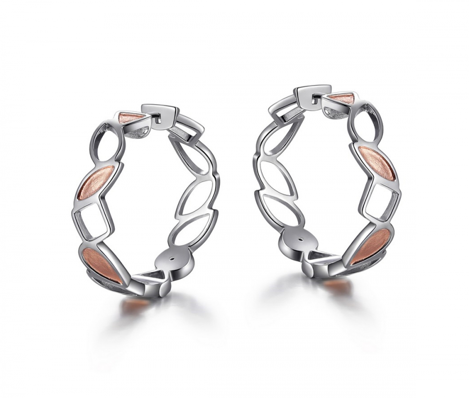 BOUCLES ANNEAUX EN ARGENT RHODIÉ/PVD OR ROSE - PJ R2LC5VA027 - ELLE BOUCLES ANNEAUX EN ARGENT RHODIÉ/PVD OR ROSE - PJ R2LC5VA027 - ELLE