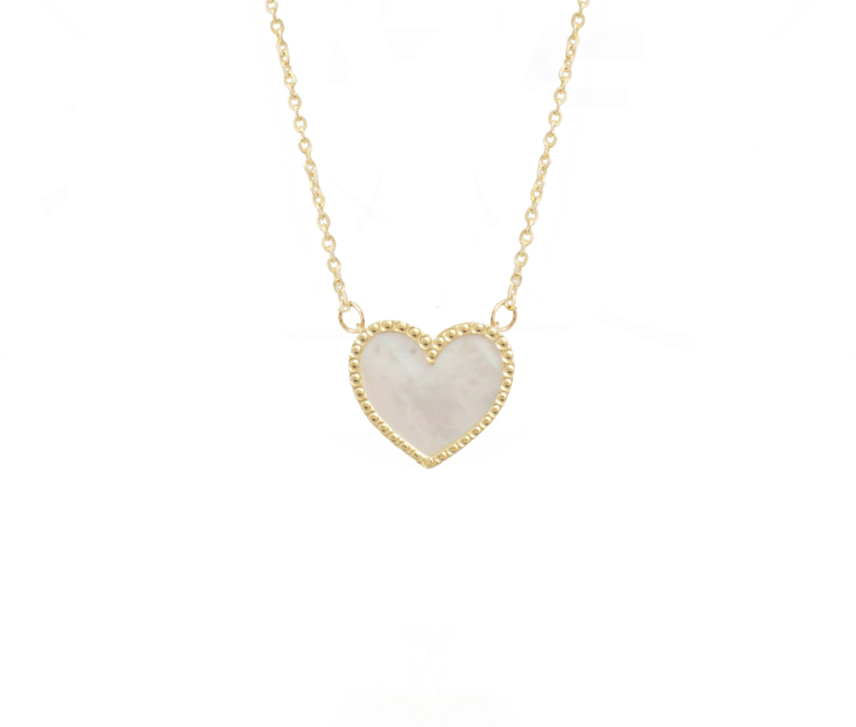 COLLIER COEUR EN OR JAUNE SERTI DE NACRE DE PERLE BLANCHE - CB FNY-H4/003 - CBE COLLIER COEUR EN OR JAUNE SERTI DE NACRE DE PERLE BLANCHE - CB FNY-H4/003 - CBE