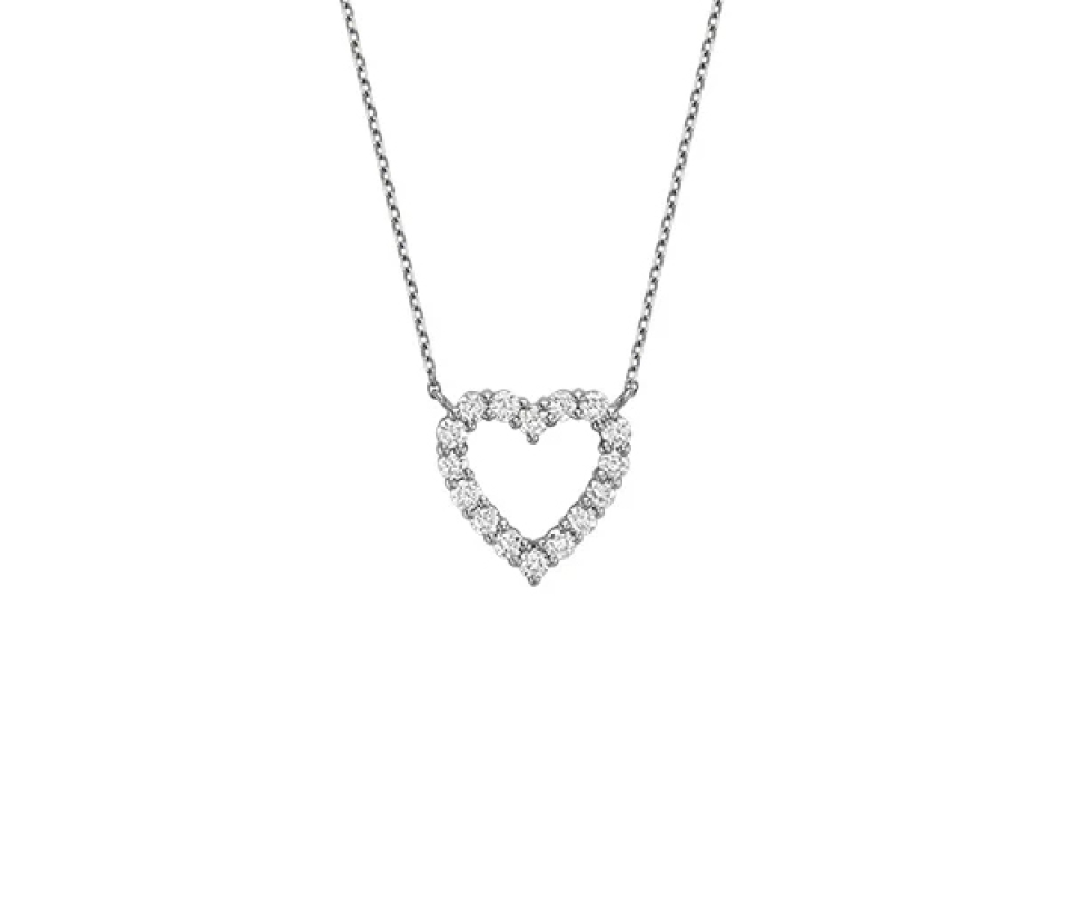 COLLIER COEUR AJOURÉ EN OR SERTI DE DIAMANTS - BR 0804HT40W - Bijoux d'importation COLLIER COEUR AJOURÉ EN OR SERTI DE DIAMANTS - BR 0804HT40W - Bijoux d'importation