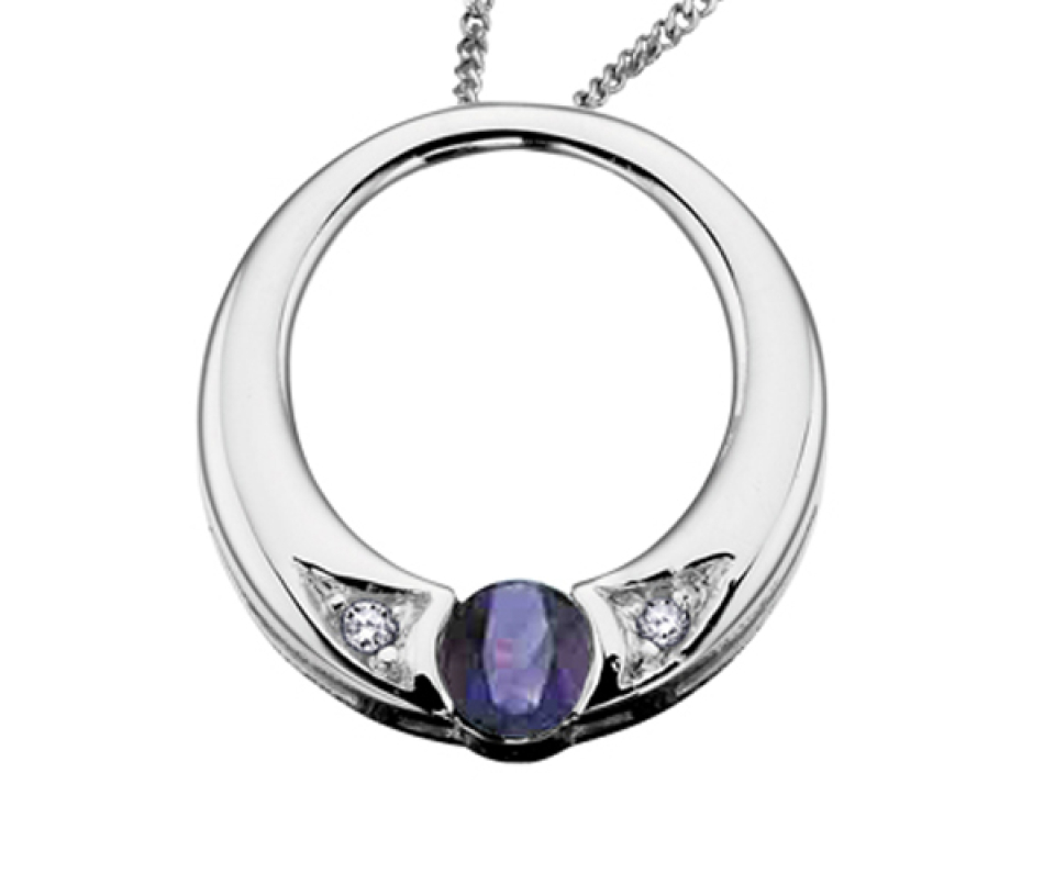 PENDENTIF EN OR 10K BLANC SERTI D'UNE PIERRE DE NAISSANCE ET DE DIAMANTS - CR DX396WAM - BIJOUX CANADIEN PENDENTIF EN OR 10K BLANC SERTI D'UNE PIERRE DE NAISSANCE ET DE DIAMANTS - CR DX396WAM - BIJOUX CANADIEN