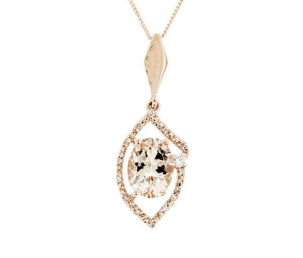 PENDENTIF EN OR ROSE SERTI D'UNE MORGANITE ET DIAMANT CANADIEN - BH ICG1726P03 - BEVERLY HILLS