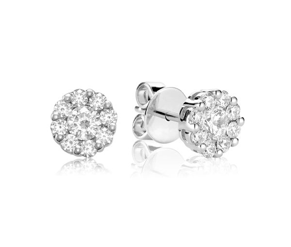 BOUCLES EN OR 14K BLANC SERTIES DE DIAMANTS - BR 1304FL 15 - R.N.B.