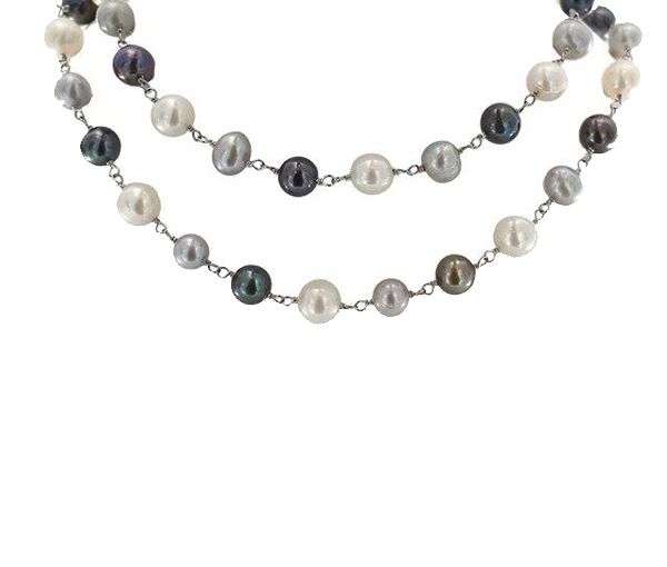 COLLIER EN ARGENT ET PERLES D'EAU DOUCE TEINTÉES - CG NF50015T221 - PERLE D'IMPORTATION