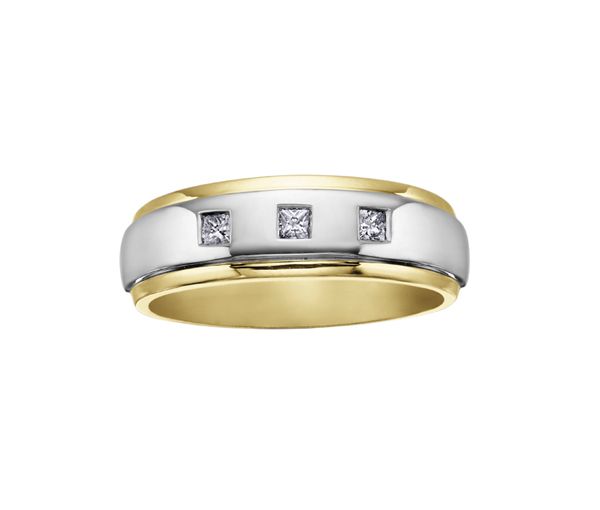 JONC EN OR 2 TONS SERTI DE DIAMANTS - CR DD1974 - BIJOUX CANADIEN