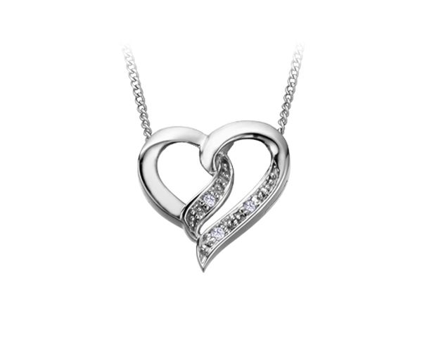 PENDENTIF COEUR AJOURÉ EN OR BLANC SERTI DE DIAMANTS - CR DD2312 - BIJOUX CANADIEN