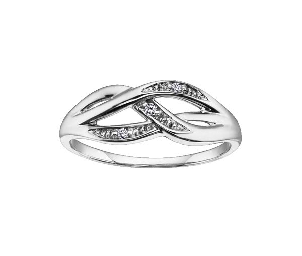 BAGUE EN OR 10K BLANC SERTIE DE DIAMANTS - CR DD2401 - BIJOUX CANADIEN
