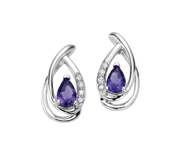 BOUCLES FIXE 10K BL. AMETH. 8=0,04 D.SI2 - CR DD2491 - BIJOUX CANADIEN