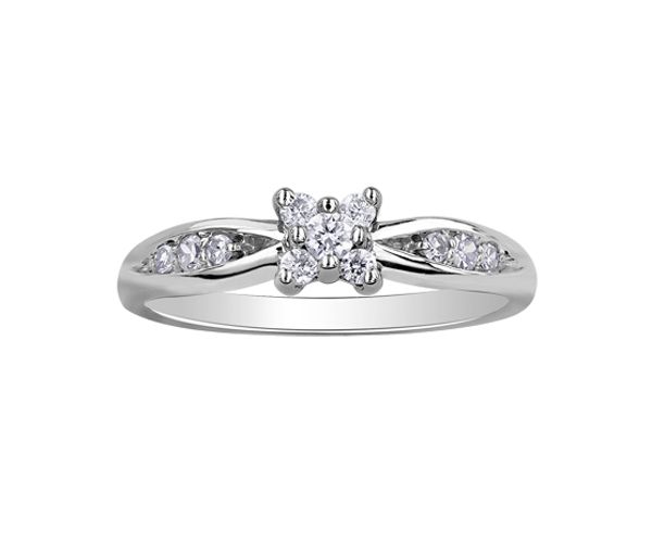 BAGUE EN OR 10K BLANC SERTIE DE DIAMANTS - CR DD2609 - BIJOUX CANADIEN