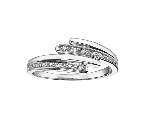 BAGUE EN OR10K BLANC SERTIE DE DIAMANTS - CR DD2760W - BIJOUX CANADIEN