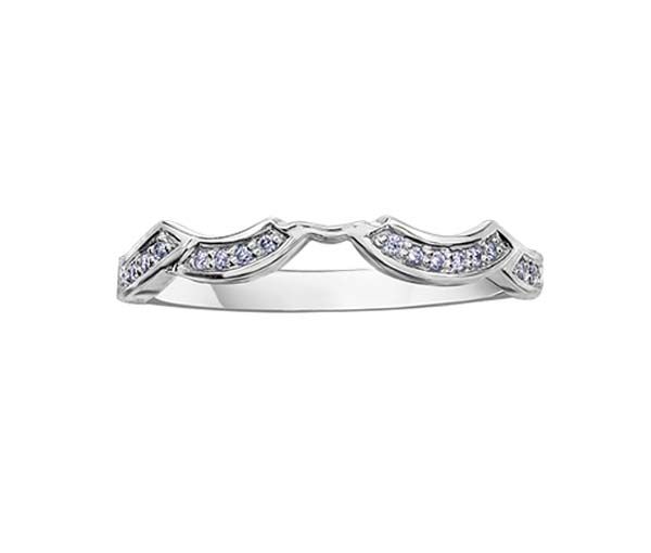 JONC CONTOUR EN OR 10K BLANC SERTI DE DIAMANTS&nbsp; - CR DD3030W - BIJOUX CANADIEN