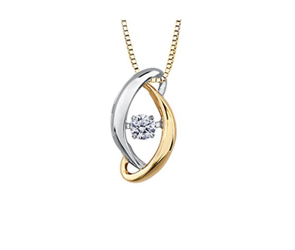 PENDENTIF EN OR JAUNE ET BLANC SERTI D'UN DIAMANT DANSANT - CR DD3160 - BIJOUX CANADIEN