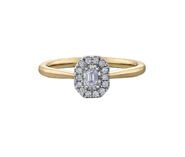 BAGUE EN OR 10K 2 TONS SERTIE DE DIAMANTS - CR DD7373YW - BIJOUX CANADIEN