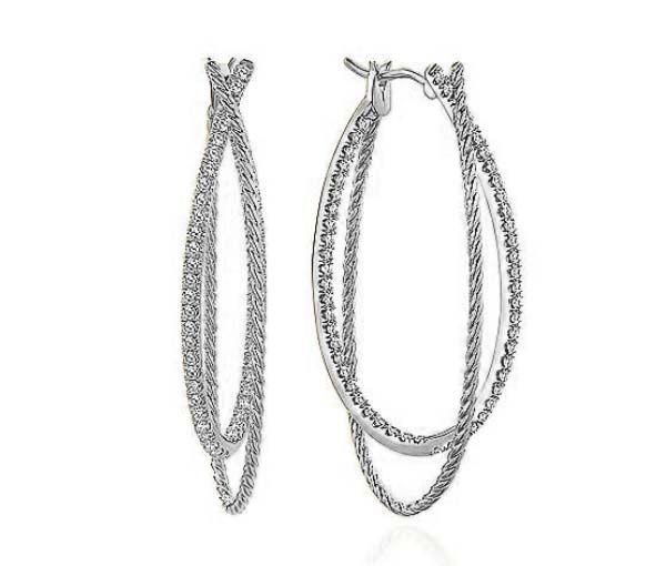 BOUCLES EN OR BLANC SERTIES DE DIAMANTS - GC EG13188W45 - GABRIEL&CO
