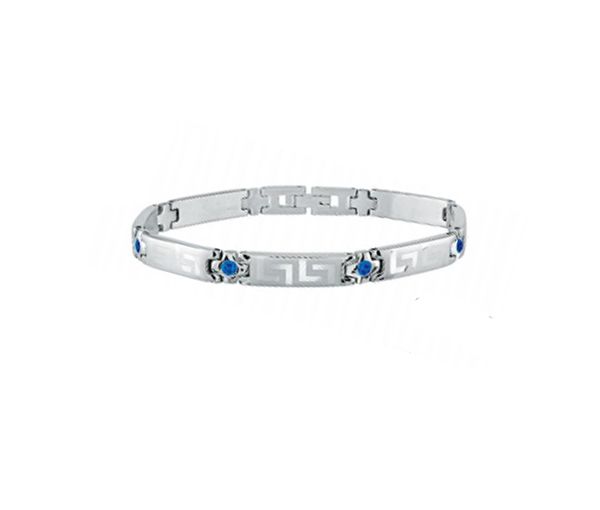 BRACELET EN ACIER À MOTIF VERSACE SERTI DE CUBIQUES ZIRCONIAS - IG 1010 8B 7L01 - VELORIA