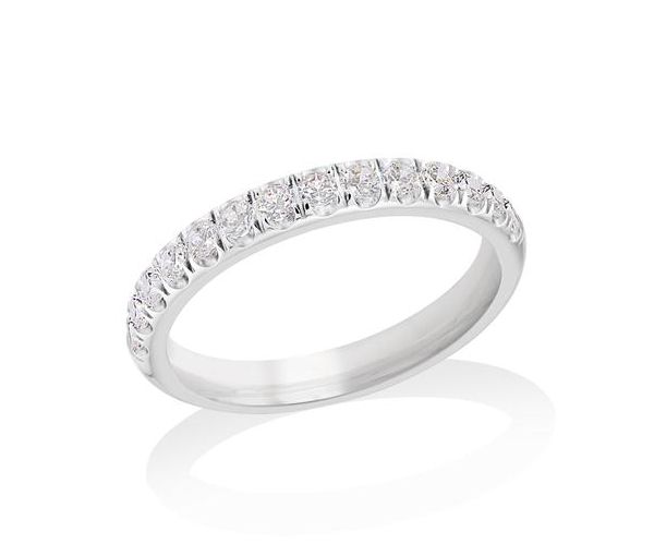 JONC POUR DAME SEMI-ÉTERNITÉ EN ACIER SERTI DE CUBIQUES ZIRCONIAS - IG SWR3/7 - VELORIA