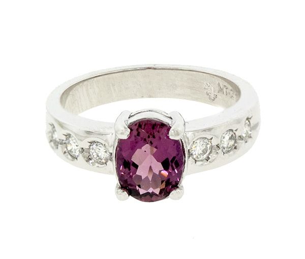 BAGUE EN OR BLANC SERTIE D'UN TOPAZE ROSE ET DE DIAMANTS - MK 1749L129TR - FAIT AU CANADA