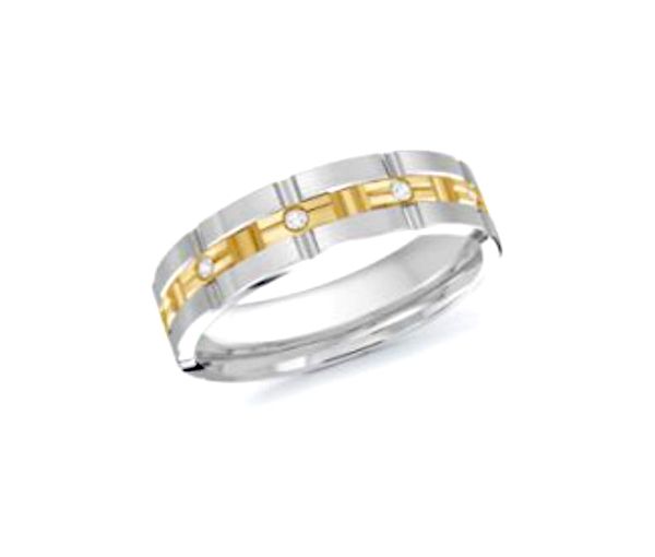 JONC POUR HOMME EN OR 2 TONS SERTI DE DIAMANTS CONFORT FIT - ML JMD706/6G - MALO 