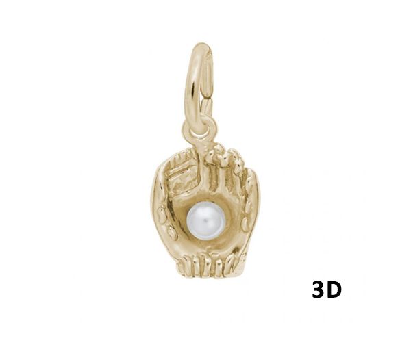 PENDENTIF ARG/PVD OR GANT BASEBALL PERLE - NU 0435 PL - NUCO/REMBRANDT 