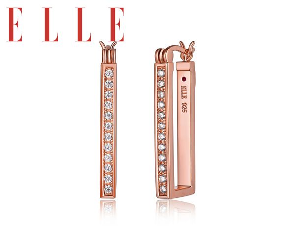 BOUCLES ARGENT/PVD ROSE CZ 25X10MM - PJ 32LCAN970J - ELLE
