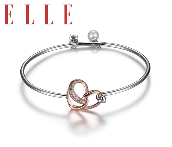 BRACELET ARGENT/PVD ROSE "AMOUR" CZ - PJ R1LAED978R - ELLE