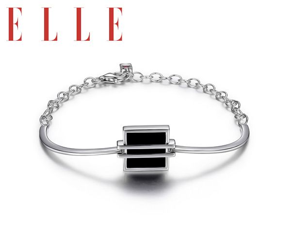 BRACELET ELLE ARGENT AGATE NOIRE 7.5 - PJ R1LAEY2742 - ELLE