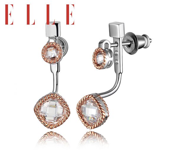 BOUCLES ELLE ESSENCE ARG.+PL. ROSE CZ - PJ R2LC4A0058 - ELLE