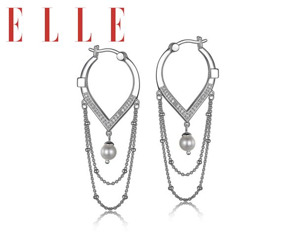 BOUCLES ARGENT ANNEAUX+CHAINE+PERLE+CZ - PJ R2LC7S450J - ELLE