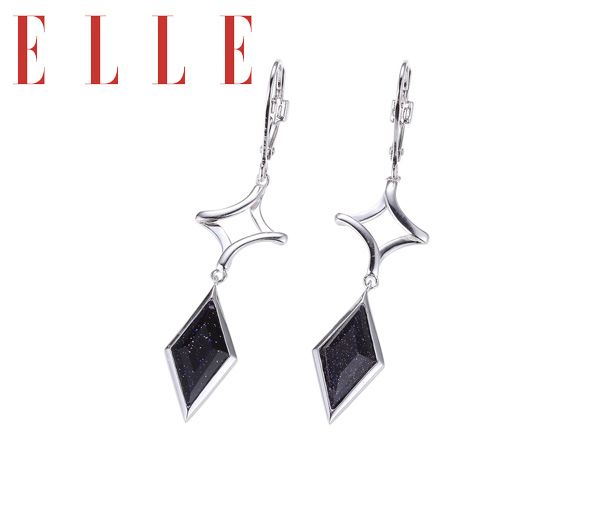 BOUCLES ELLE ARGENT STELLAR PIERRE BLEU - PJ R2LC82AC03 - ELLE
