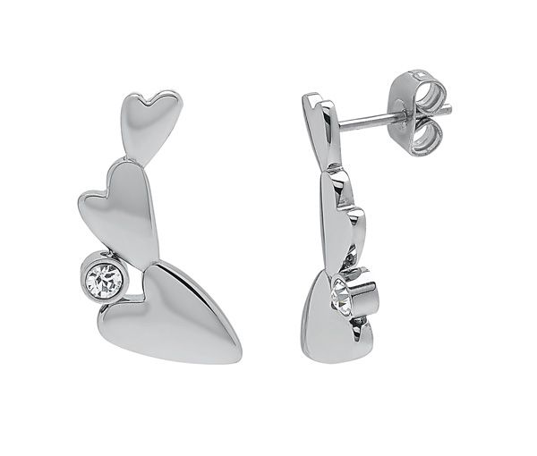 BOUCLES ACIER 3 COEURS CZ - PJ T2X7590100 - STEELX