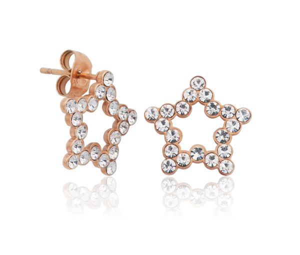 BOUCLES ÉTOILES ACIER/PVD ROSE CZ - PJ T2XA970100 - STEELX