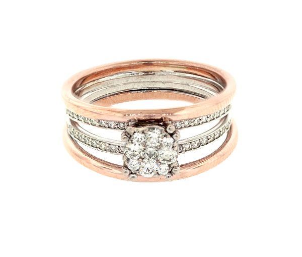 BAGUE EN OR 14K 2 TONS ROSE SERTIE DE DIAMANTS - RM R3856R40 - R.N.B.