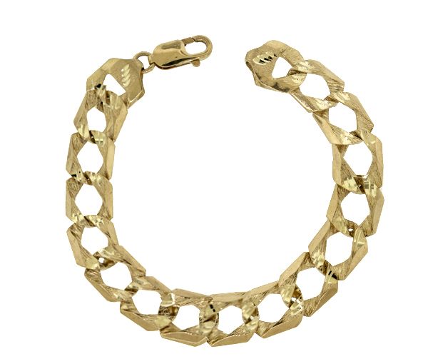 BRACELET EN OR JAUNE À MAILLE GOURMETTE TAILLÉE DIAMANT - S ABR68A 08 - BIJOUX D'IMPORTATION