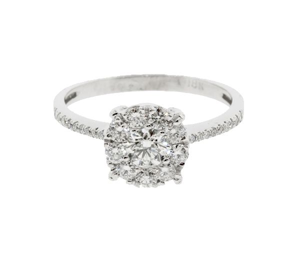 BAGUE EN OR 18K BLANC SERTIE DE DIAMANTS - S LR0821 - BIJOUX D'IMPORTATION