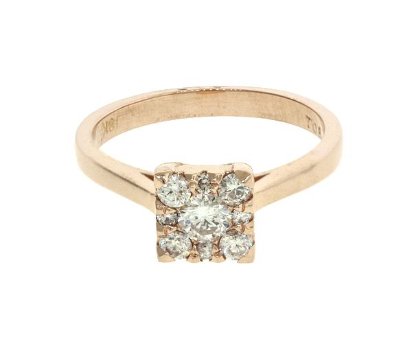 BAGUE EN OR 18K ROSE SERTIE DE DIAMANTS - S LR 0854R - BIJOUX D'IMPORTATION