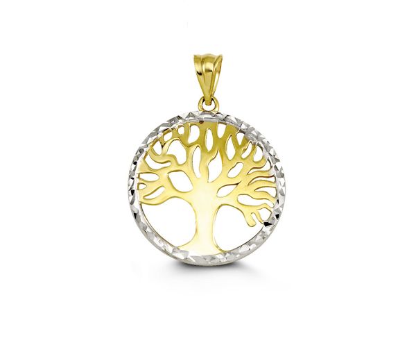 PENDENTIF ARBRE DE VIE EN OR 10K 2 TONS - SY 3212 - BIJOUX D'IMPORTATION