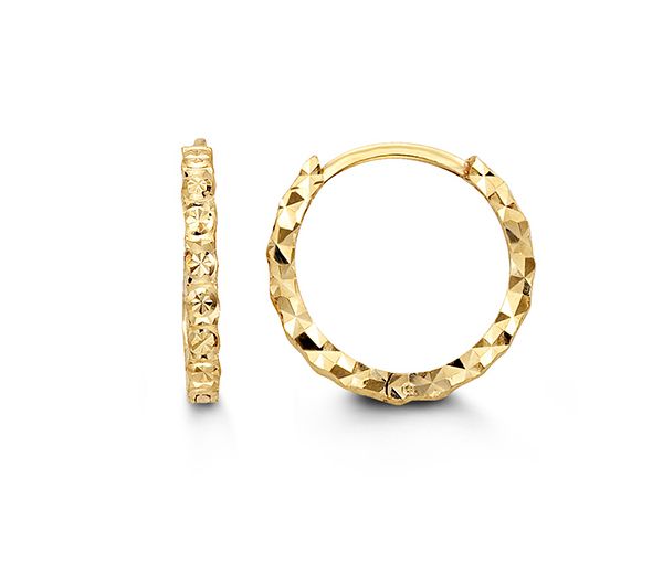 BOUCLES HUGGIES EN OR TAILLÉES DIAMANT - SY 6009 - BIJOUX D'IMPORTATION