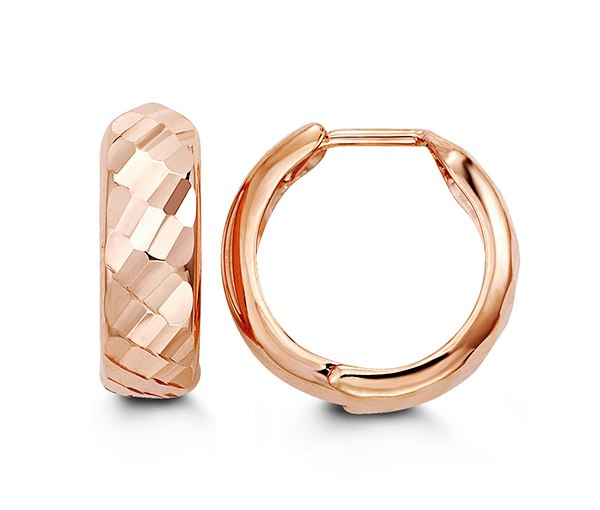BOUCLES HUGGIES 10K ROSE 15.5MM - SY 6019 - BIJOUX D'IMPORTATION