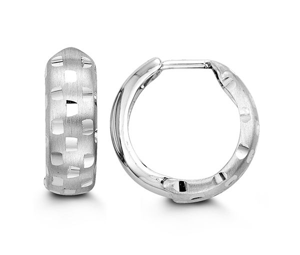 BOUCLES HUGGIES 10K BLANC 5.3MM 15.6MM - SY 6020 - BIJOUX D'IMPORTATION