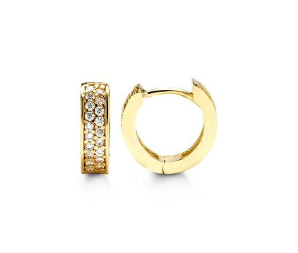 BOUCLES HUGGIES 10K CZ 2.5MM 9.8MM - SY 6044 - BIJOUX D'IMPORTATION